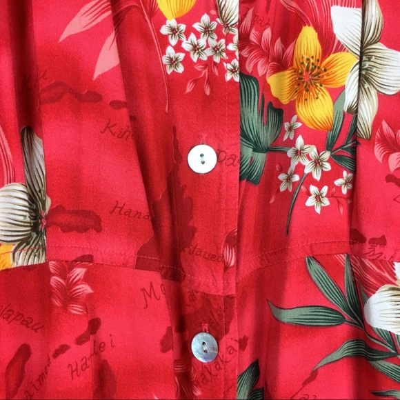 Croft & Barrow Long Red Hawaiian Dress S:16 - Picture 3 of 8